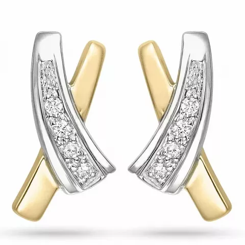 Diamant øredobber i 14 karat gull og hvitt gull med diamanter 