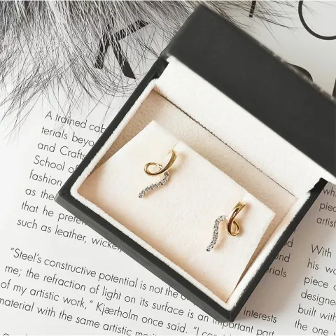 Diamant øredobber i 14 karat gull og hvitt gull med diamanter