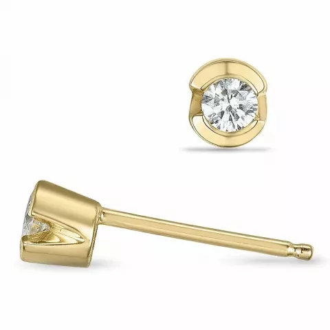 liten diamant solitaireørepynt i 14 karat gull med diamant 