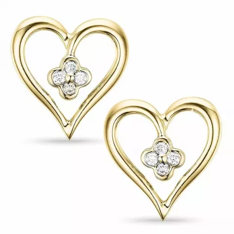 Hjerte diamant øredobber i 14 karat gull med diamanter 