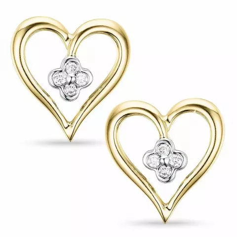 Hjerte diamant øredobber i 14 karat gull og hvitt gull med diamanter 