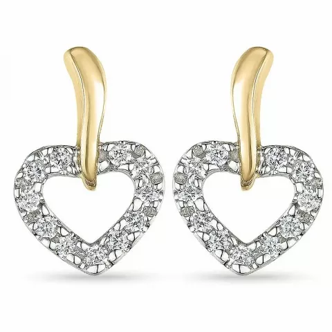 hjerte diamant øredobber i 14 karat gull og hvitt gull med diamant 