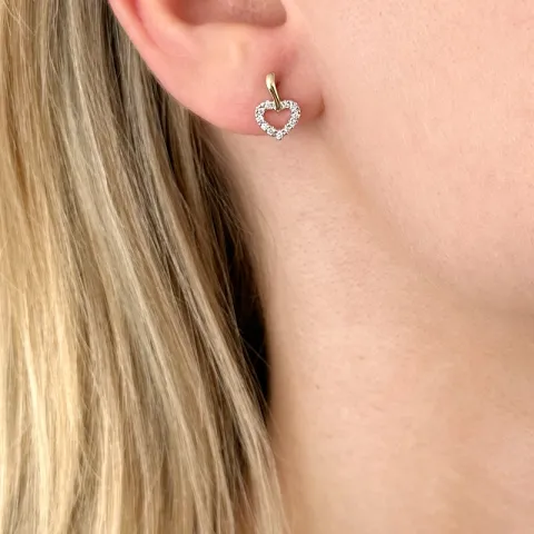 hjerte diamant øredobber i 14 karat gull og hvitt gull med diamant