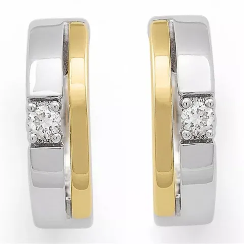 diamant creol i 14 karat gull og hvitt gull med diamant