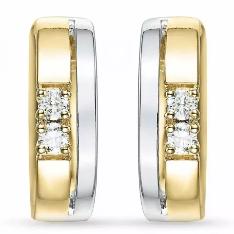 14 mm diamant øredobber i 14 karat gull og hvitt gull med diamant 