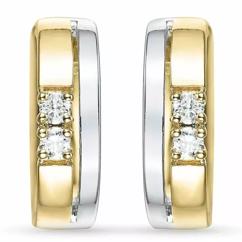 14 mm diamant øredobber i 14 karat gull og hvitt gull med diamant