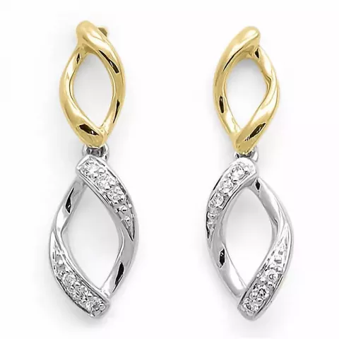 infinity diamant øredobber i 14 karat gull og hvitt gull med diamant 
