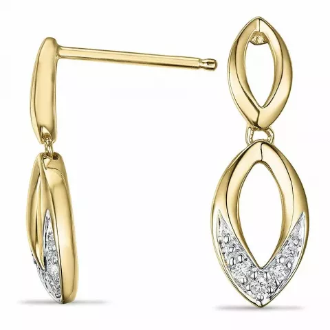 ovale diamant øredobber i 14 karat gull og hvitt gull med diamant 