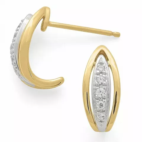 ovale diamant øredobber i 14 karat gull og hvitt gull med diamant 