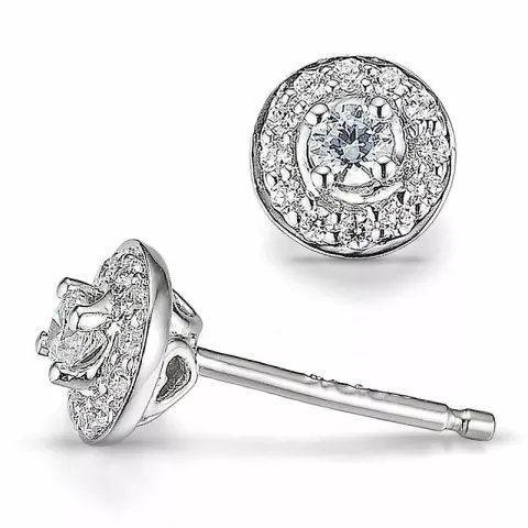 runde diamant ørestikker i 14 karat hvitt gull med diamant og diamant