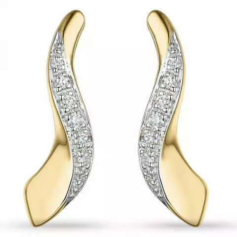 Diamant øredobber i 14 karat gull og hvitt gull med diamanter 