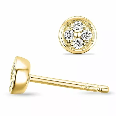 runde diamantøredobb i 14 karat gull med diamant