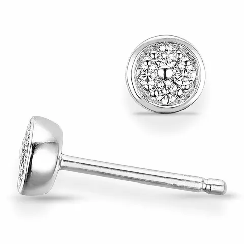 runde diamant øredobber i 14 karat hvitt gull med diamant