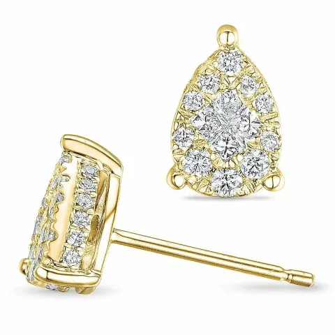 dråpe diamantøredobb i 14 karat gull med diamant og diamant