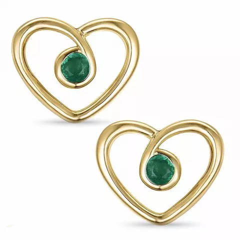 hjerte smaragd øredobber i 14 karat gull med smaragd 