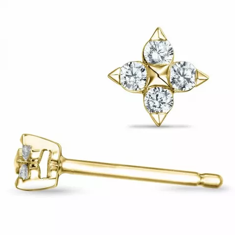 blomst diamantøredobb i 14 karat gull med diamant 