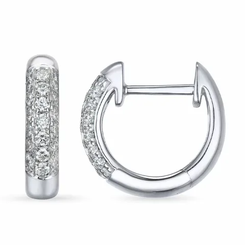12 mm diamant creol i 14 karat hvitt gull med diamant