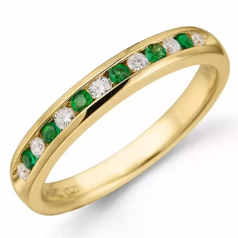 Smaragd diamantring i 14 karat gull 0,14 ct 0,14 ct