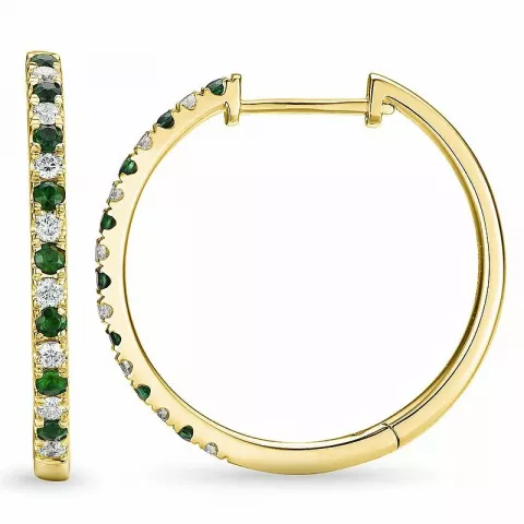 smaragd creol i 14 karat gull med smaragd og diamant 