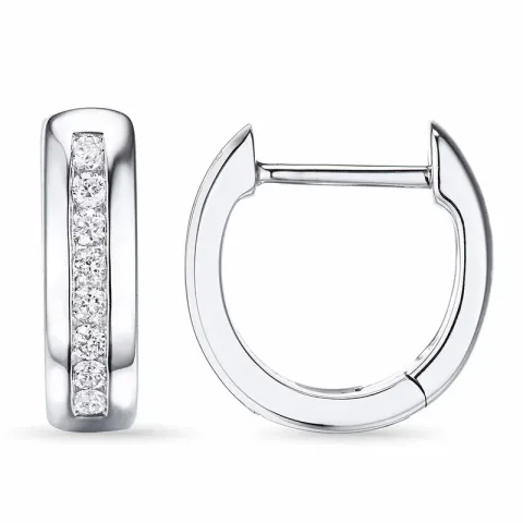 12 mm diamant creol i 14 karat hvitt gull med diamant