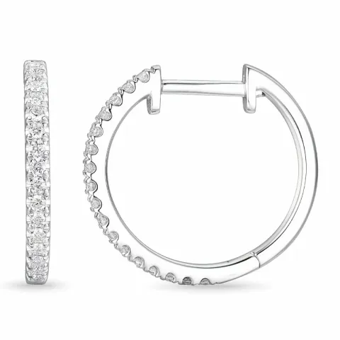 16 mm diamant creol i 14 karat hvitt gull med diamant