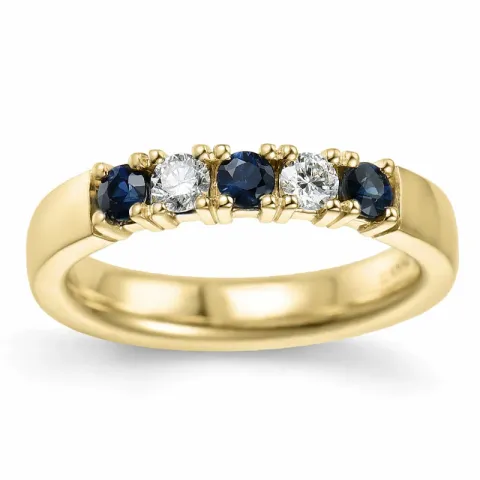 kraftige blå safir alliansering i 14 karat gull 2 x 0,10 ct 0,40 ct