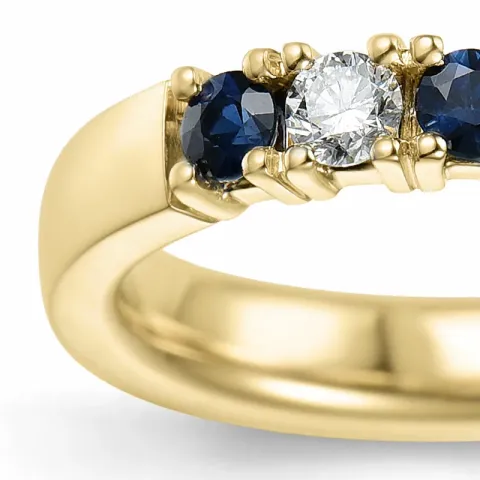 kraftige blå safir alliansering i 14 karat gull 2 x 0,10 ct 0,40 ct