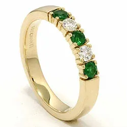 kraftige smaragd alliansering i 14 karat gull 2 x 0,10 ct