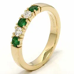 kraftige smaragd alliansering i 14 karat gull 2 x 0,10 ct