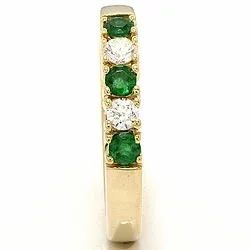 kraftige smaragd alliansering i 14 karat gull 2 x 0,10 ct