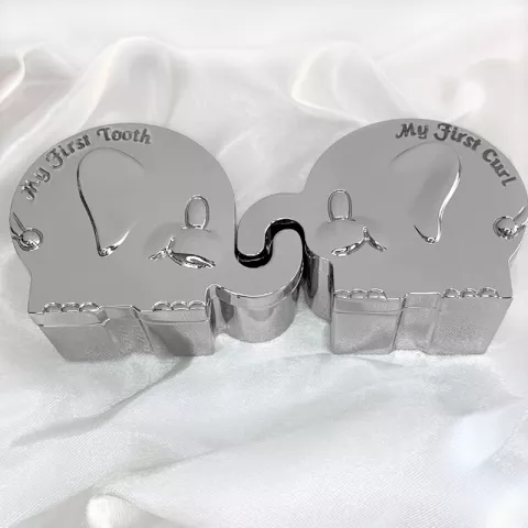 Dåpsgave: elefant første tann-hårlokk i forkrommet  modell: 154-83138