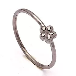 Simple rings blomst ring i svart rodinert sølv