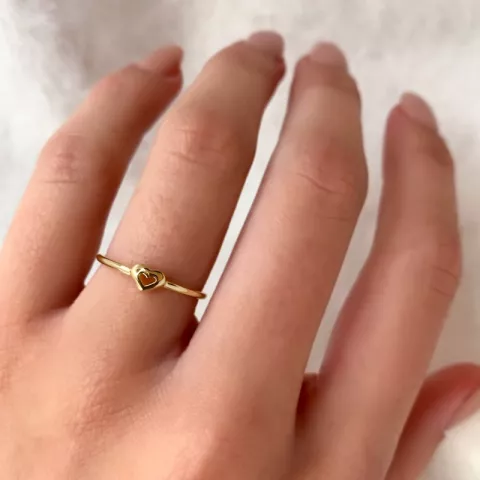 Simple Rings hjerte ring i forgylt sølv