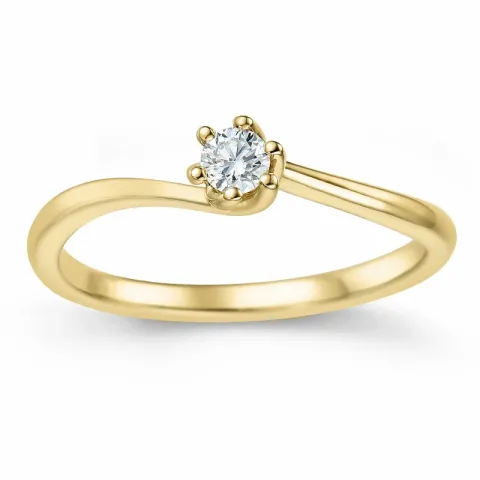 diamant solitairering i 14 karat gull 0,10 ct