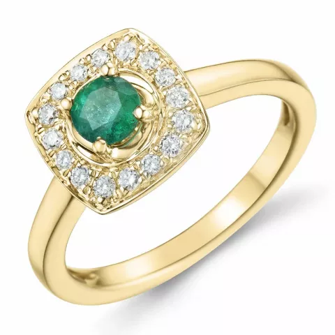 firkantet smaragd diamantring i 14 karat gull 0,35 ct 0,192 ct