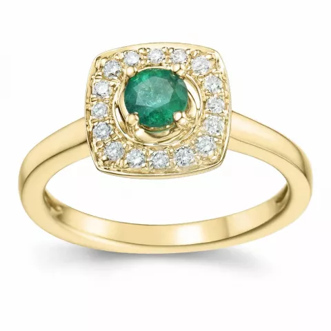 firkantet smaragd diamantring i 14 karat gull 0,35 ct 0,192 ct