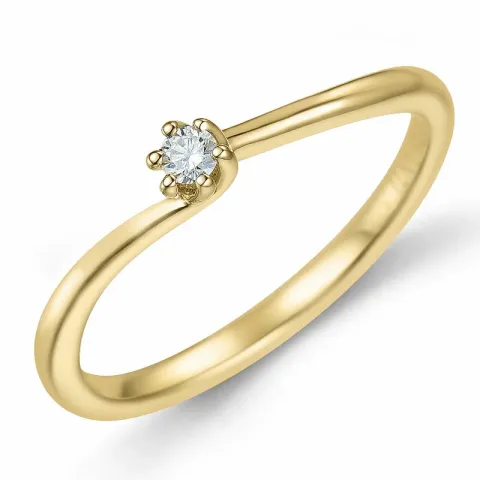 diamant solitairering i 14 karat gull 0,051 ct