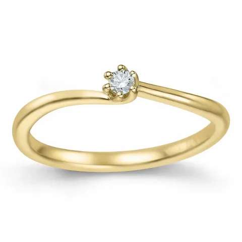 diamant solitairering i 14 karat gull 0,051 ct