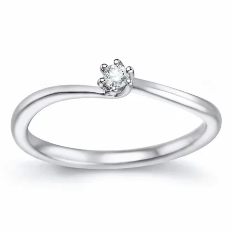 diamant solitairering i 14 karat hvitt gull 0,051 ct