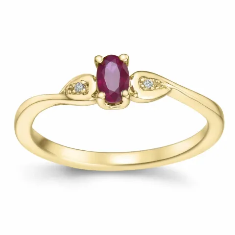 rubin diamantring i 14 karat gull 0,35 ct 0,008 ct