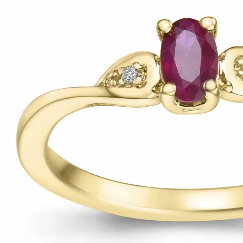 rubin diamantring i 14 karat gull 0,35 ct 0,008 ct