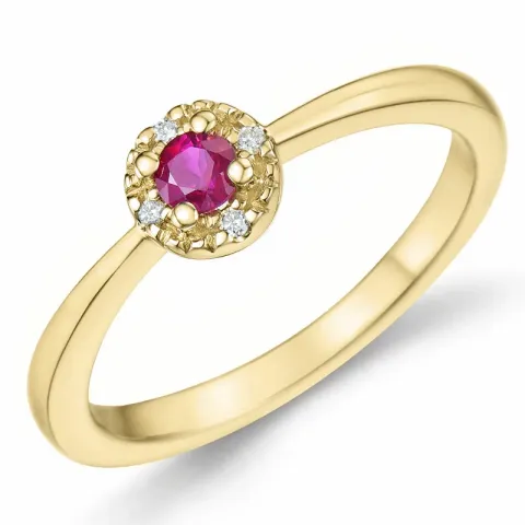 rubin briljantring i 14 karat gull 0,147 ct 0,02 ct