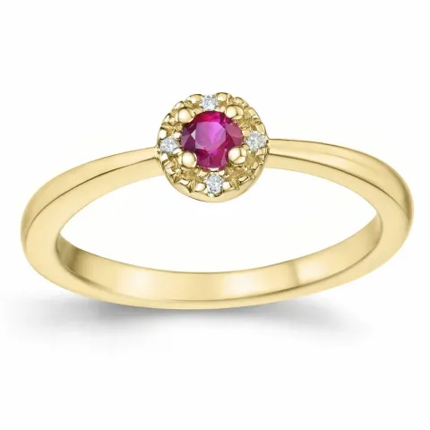 rubin briljantring i 14 karat gull 0,147 ct 0,02 ct