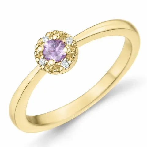 rosa safir diamantring i 14 karat gull 0,147 ct 0,02 ct