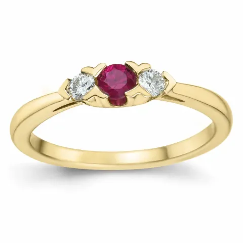 rubin briljantring i 14 karat gull 0,234 ct 0,15 ct