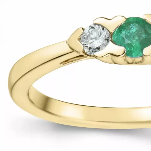 smaragd diamantring i 14 karat gull 0,207 ct 0,15 ct