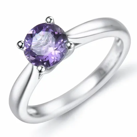 ametyst solitairering i 14 karat hvitt gull 0,95 ct