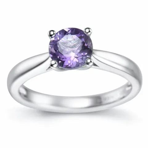 ametyst solitairering i 14 karat hvitt gull 0,95 ct