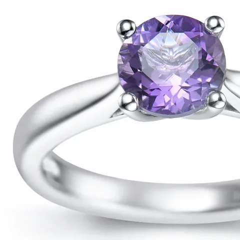 ametyst solitairering i 14 karat hvitt gull 0,95 ct