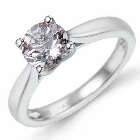 morganit solitairering i 14 karat hvitt gull 0,98 ct